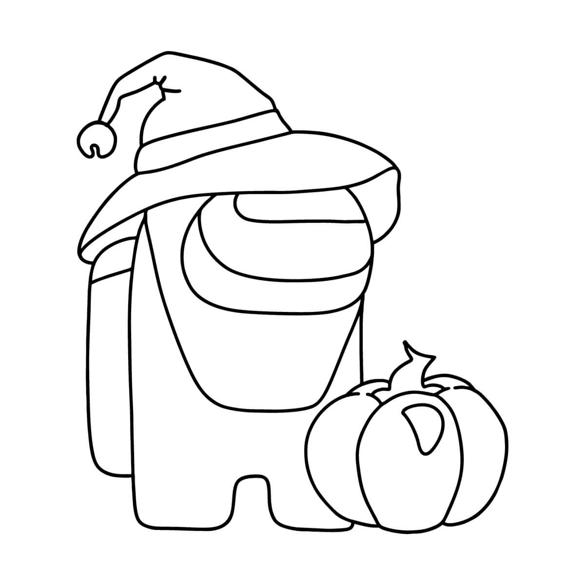 Desenho de Among Us Skin Bruxo para Colorir