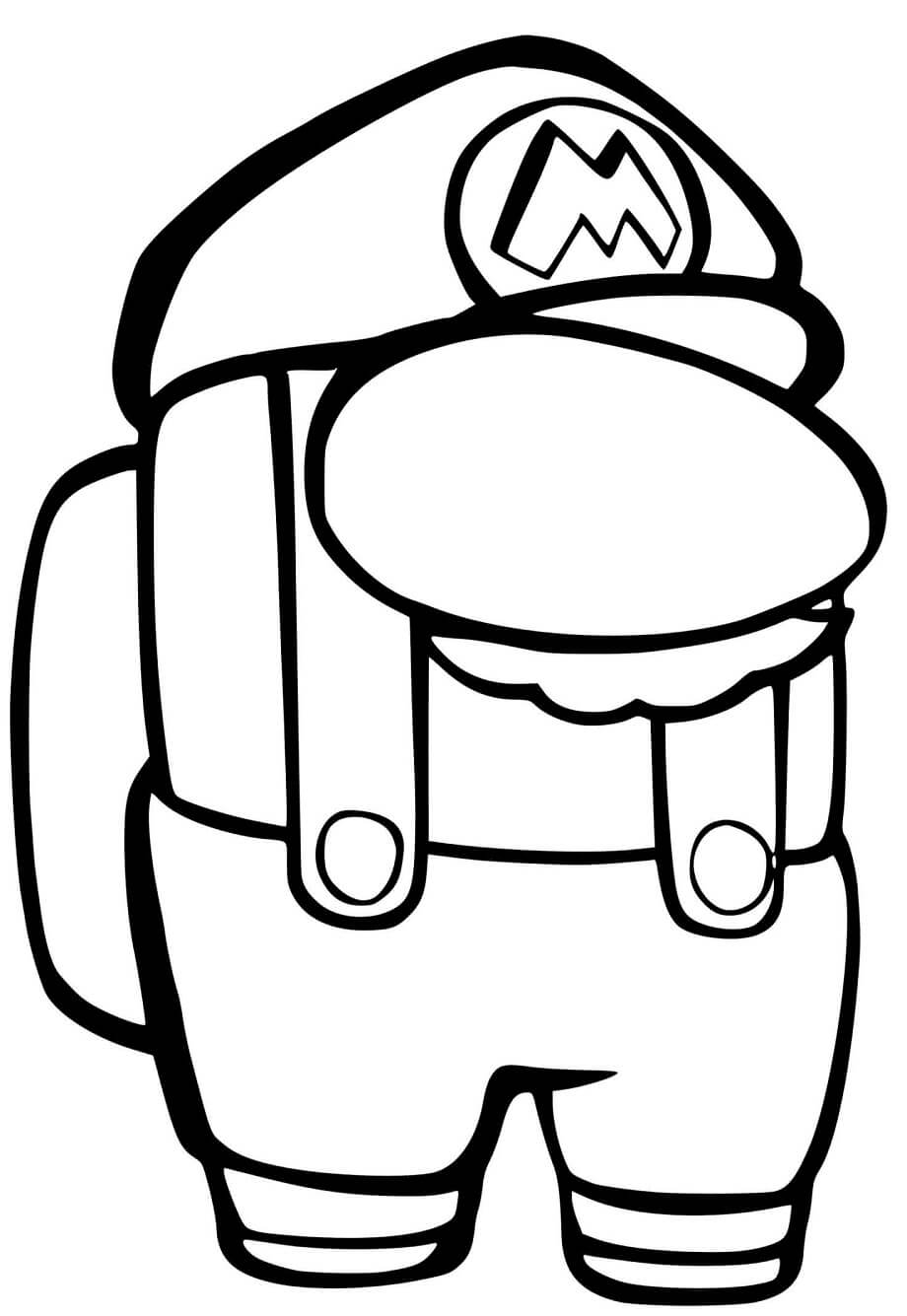 Desenho de Among Us Super Mário para Colorir