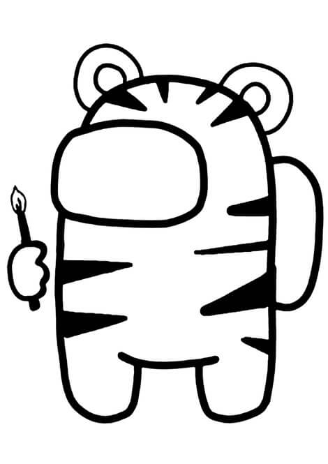 Desenho de Among Us Tigre para Colorir