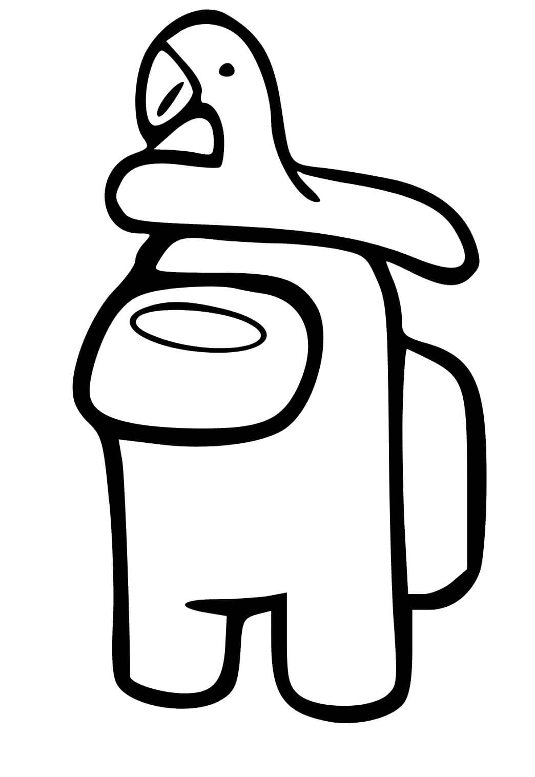Desenho de Among Us Usando Boné de Flamingo para Colorir