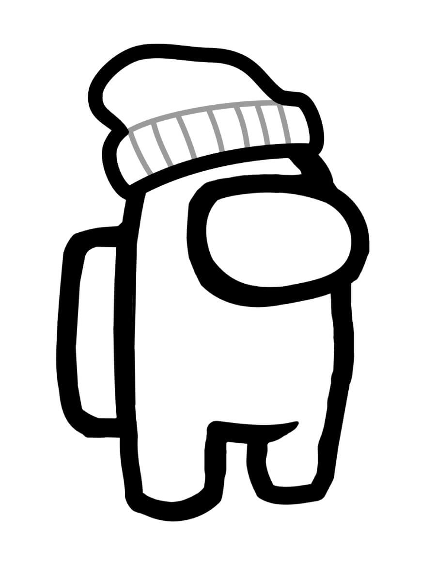 Desenho de Among Us Usando Gorro para Colorir Grátis