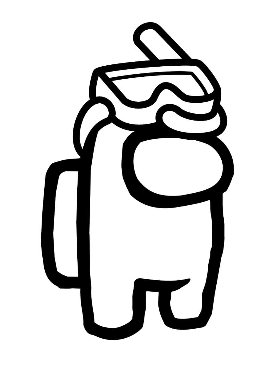 Desenho de Among Us Usando Máscara de Mergulho para Colorir