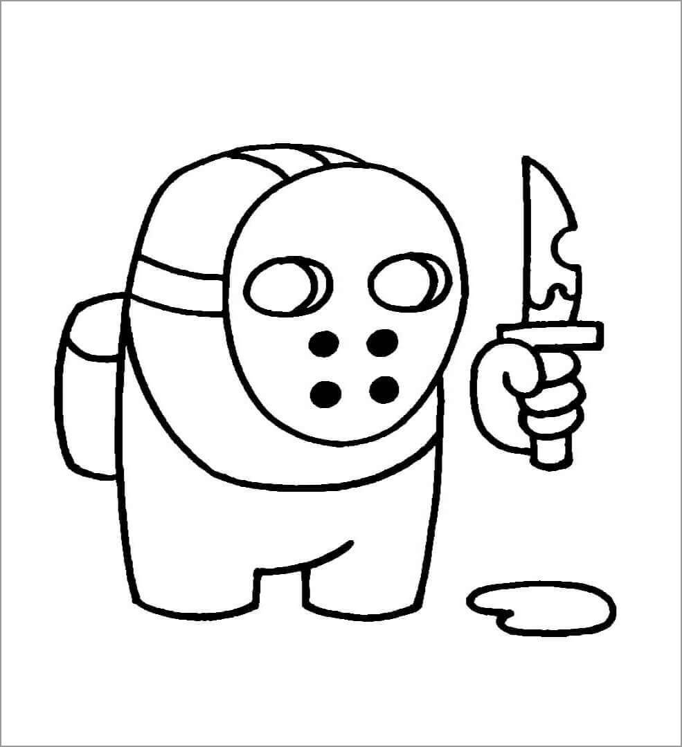 Desenho de Among Us Usando Máscara para Colorir