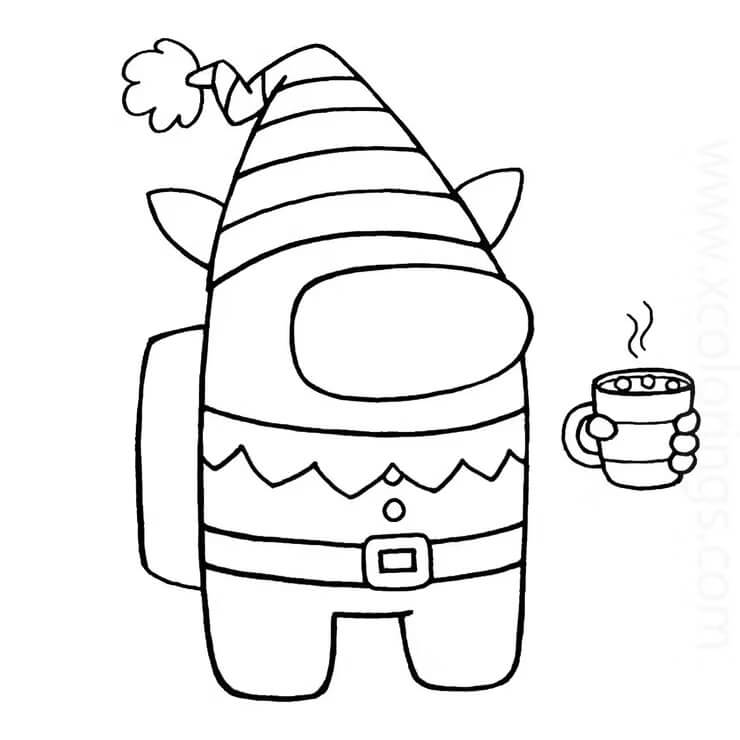 Desenho de Elfo Natalino Among Us para Colorir