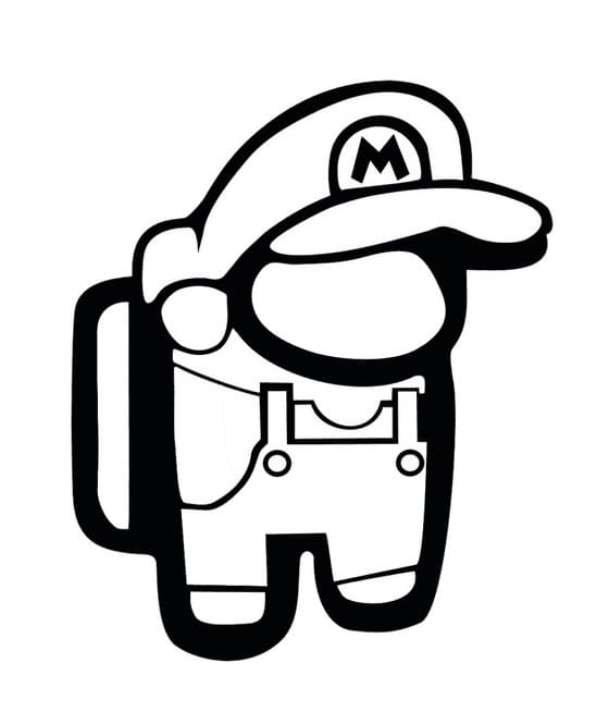 Desenho de Mário Among Us para Colorir