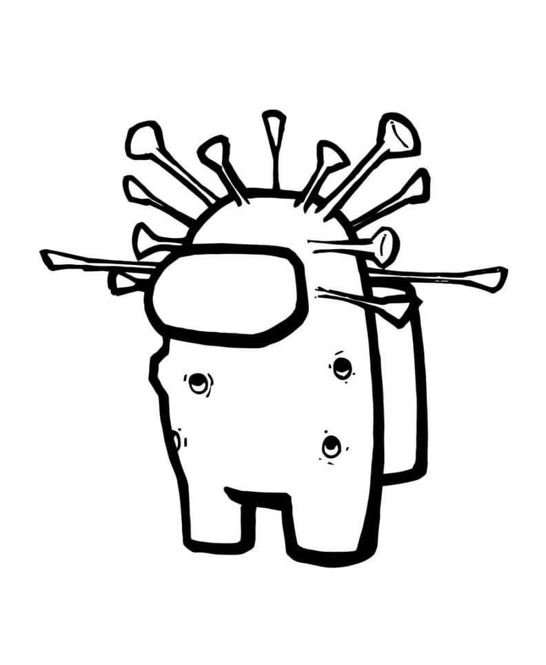 Desenho de Monstro Divertido do Among Us para Colorir