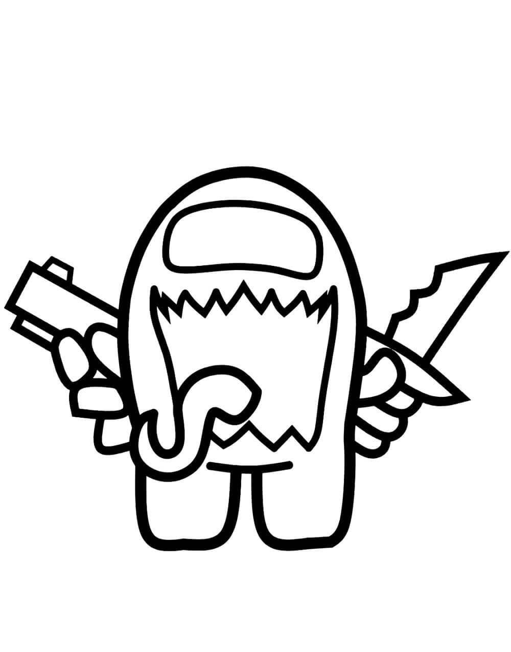 Desenho de Monstro do Jogo Among Us para Colorir