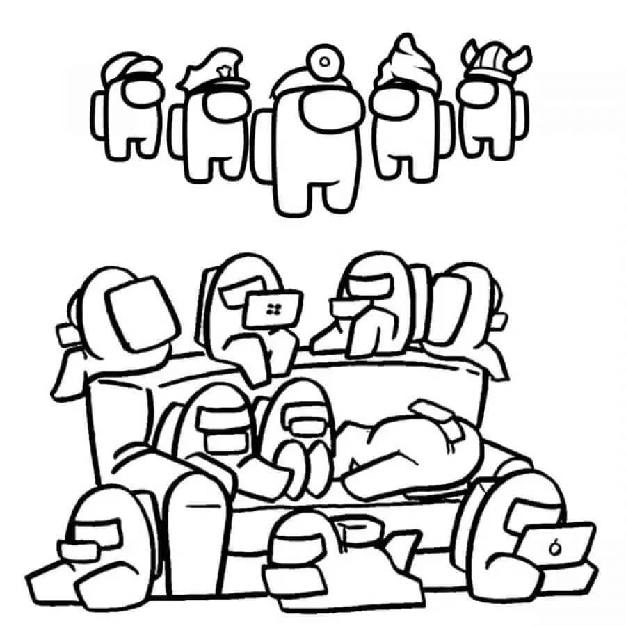 Desenho de Personagens do Game Among Us para Colorir