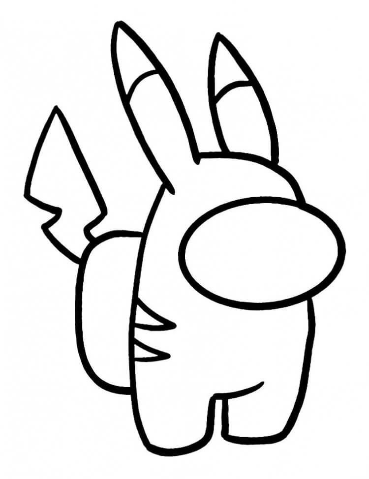 Desenho de Pikachu Pokemon Among Us para Colorir
