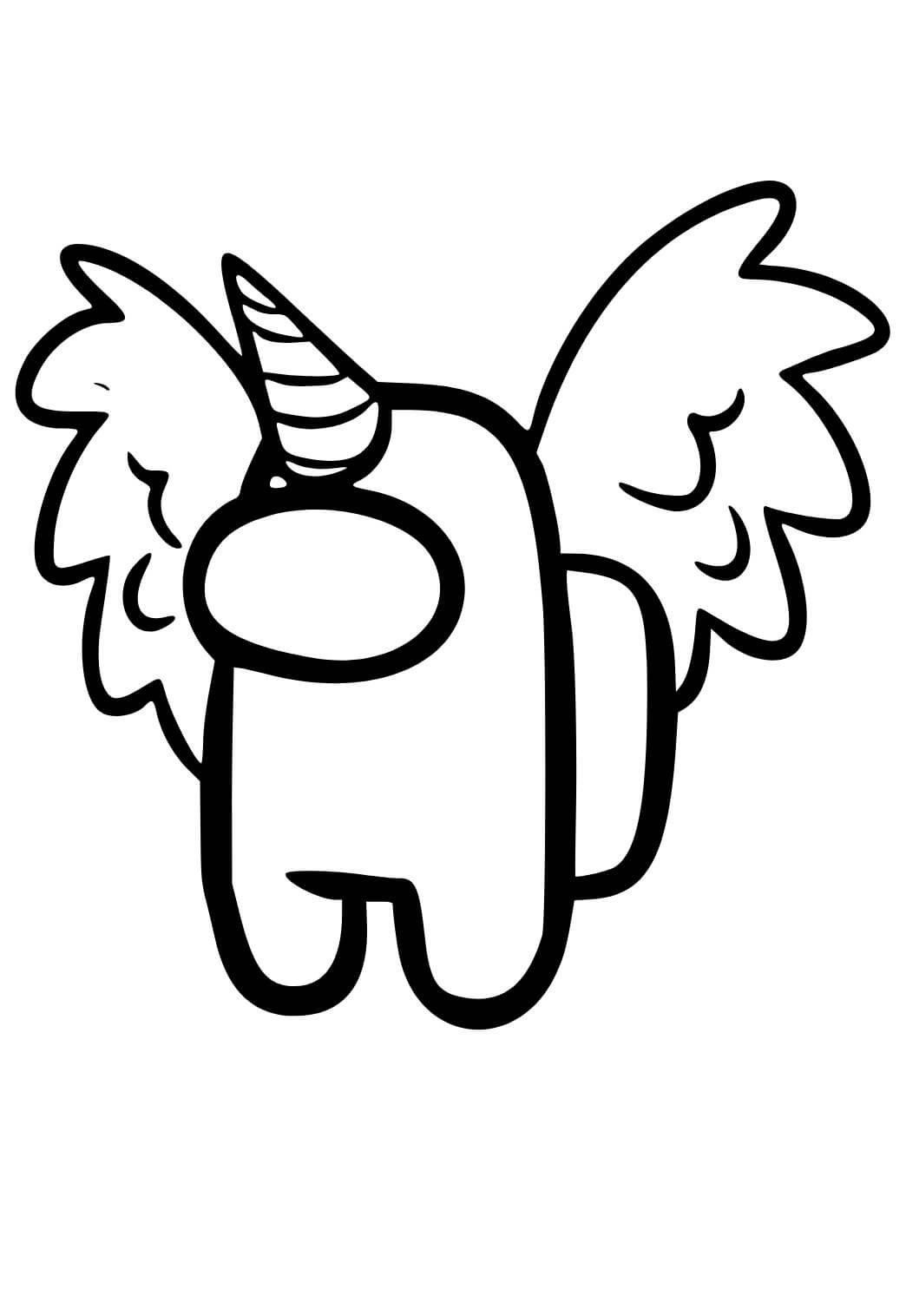 Desenho de Unicórnio com Asas Among Us para Colorir