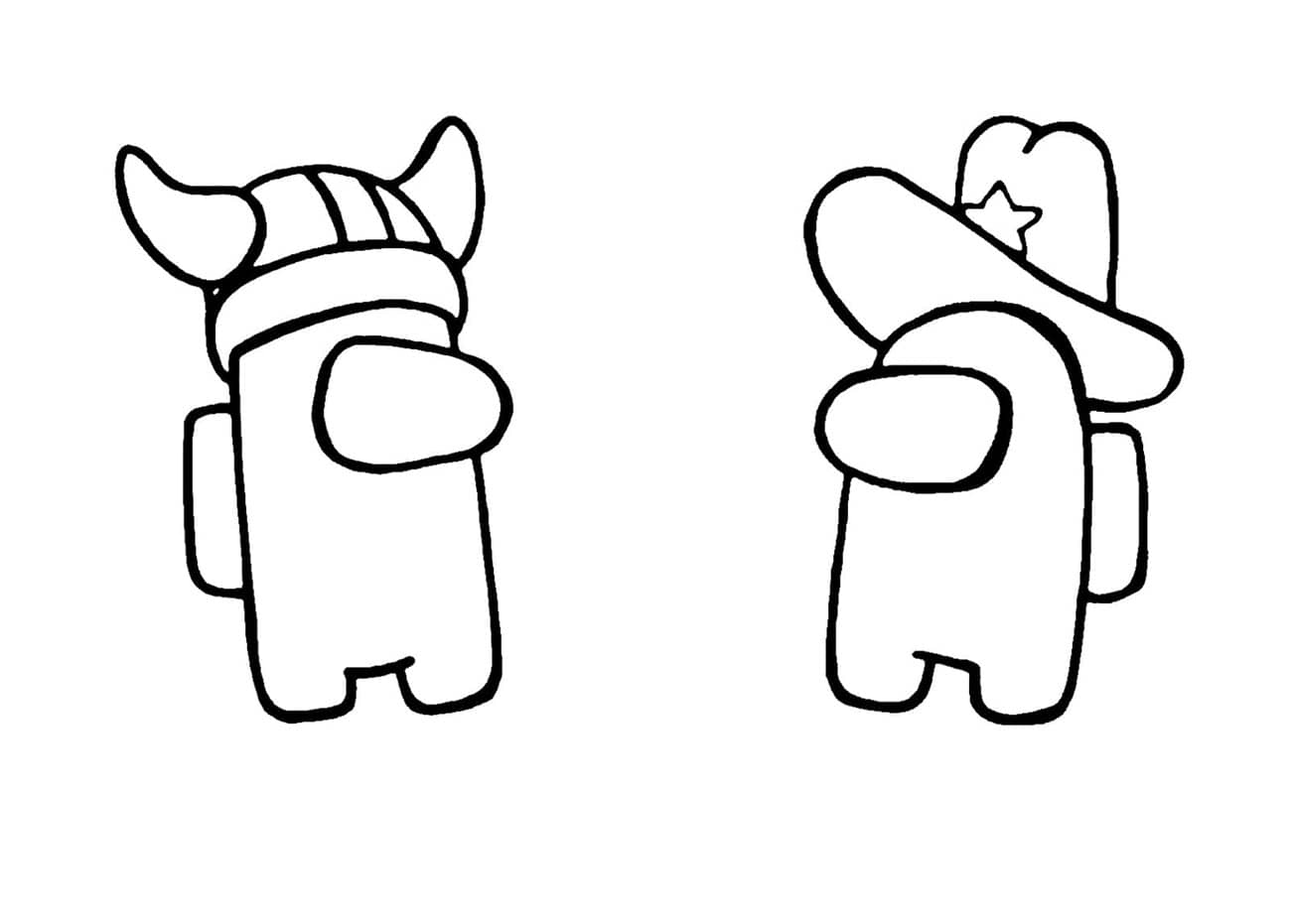 Desenho de Viking e Cowboy Among Us para Pintar
