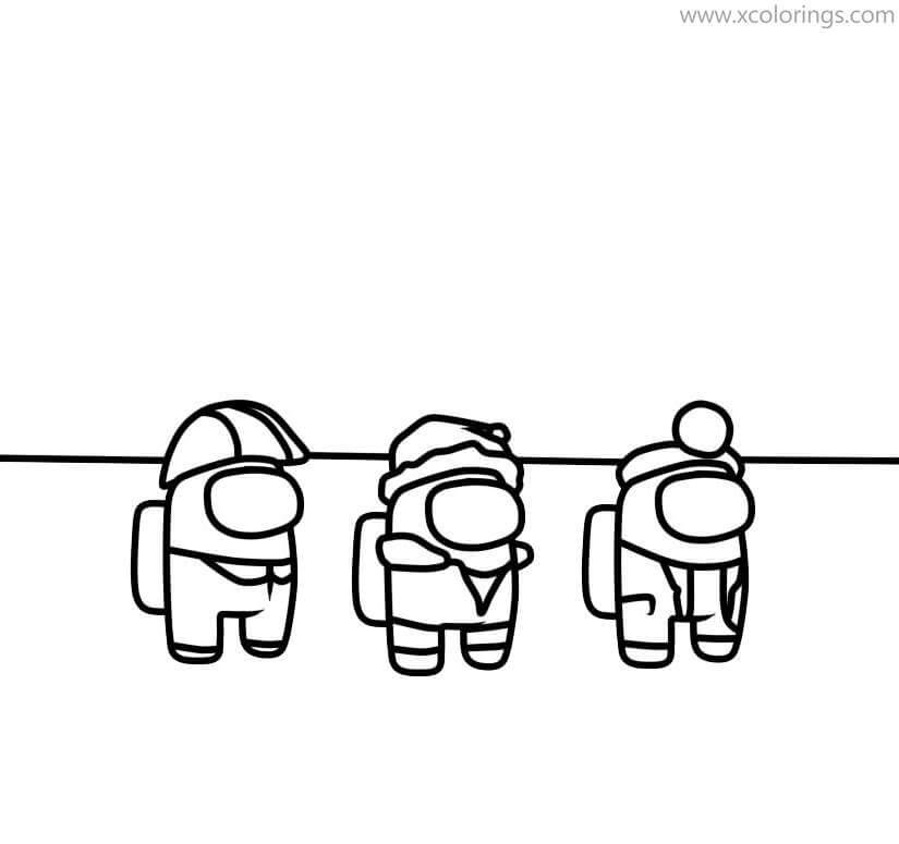 Desenho Incrível de Três Personagens do Jogo Impostor para Pintar
