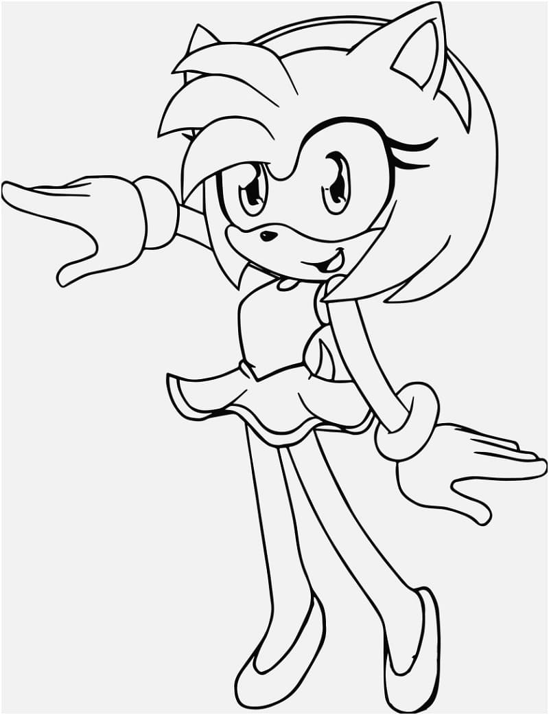 Desenho Amy Rose de Sonic para Colorir