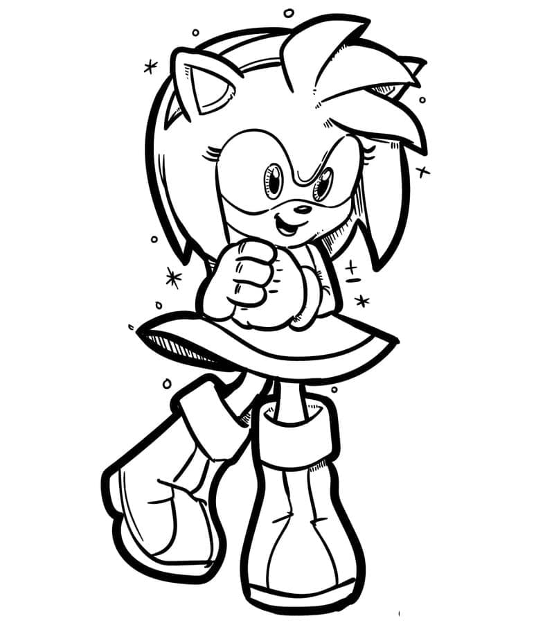 Desenho da Amy Rose Infantil para Colorir e Imprimivel Pdf