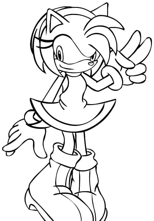 Desenho da Amy Rose no Cenário do Jogo para Colorir