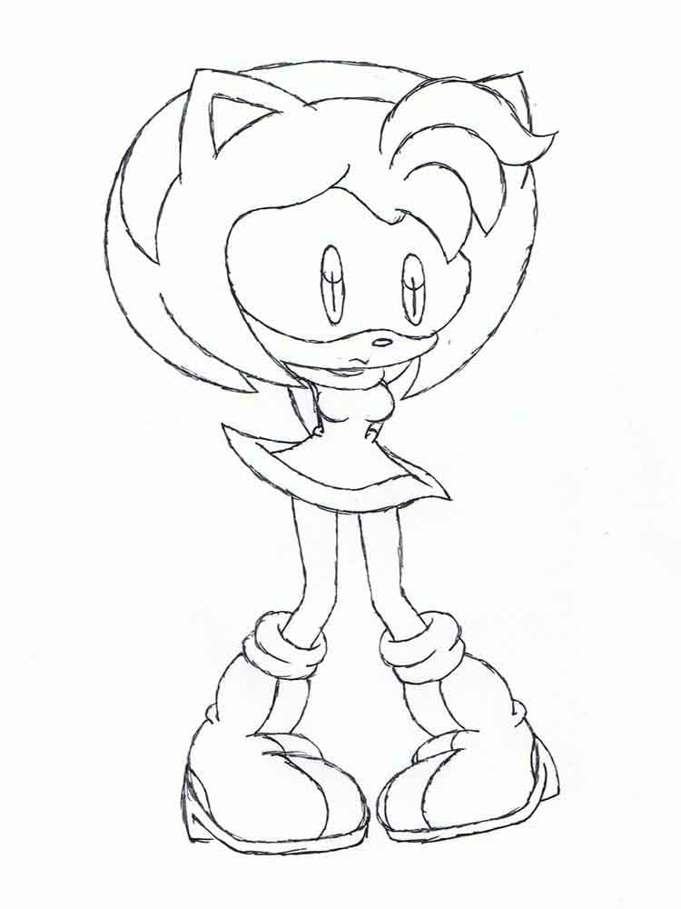 Desenho da Amy Rose para Colorir com Giz de Cera e Tinta Guache