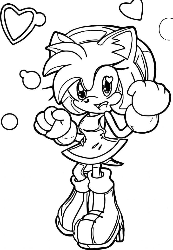 Desenho de Amy Rose Amigável para Colorir