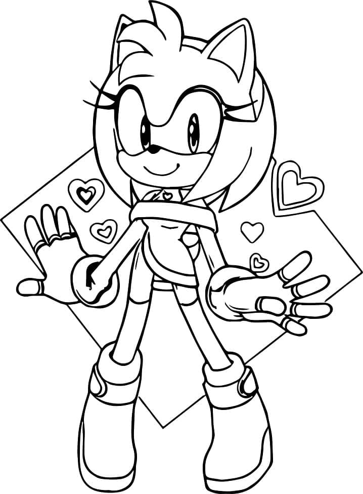 Desenho de Amy Rose Incrível para Colorir