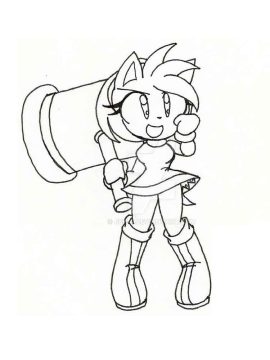 Desenho De Amy Rose Segurando O Martelo Para Colorir
