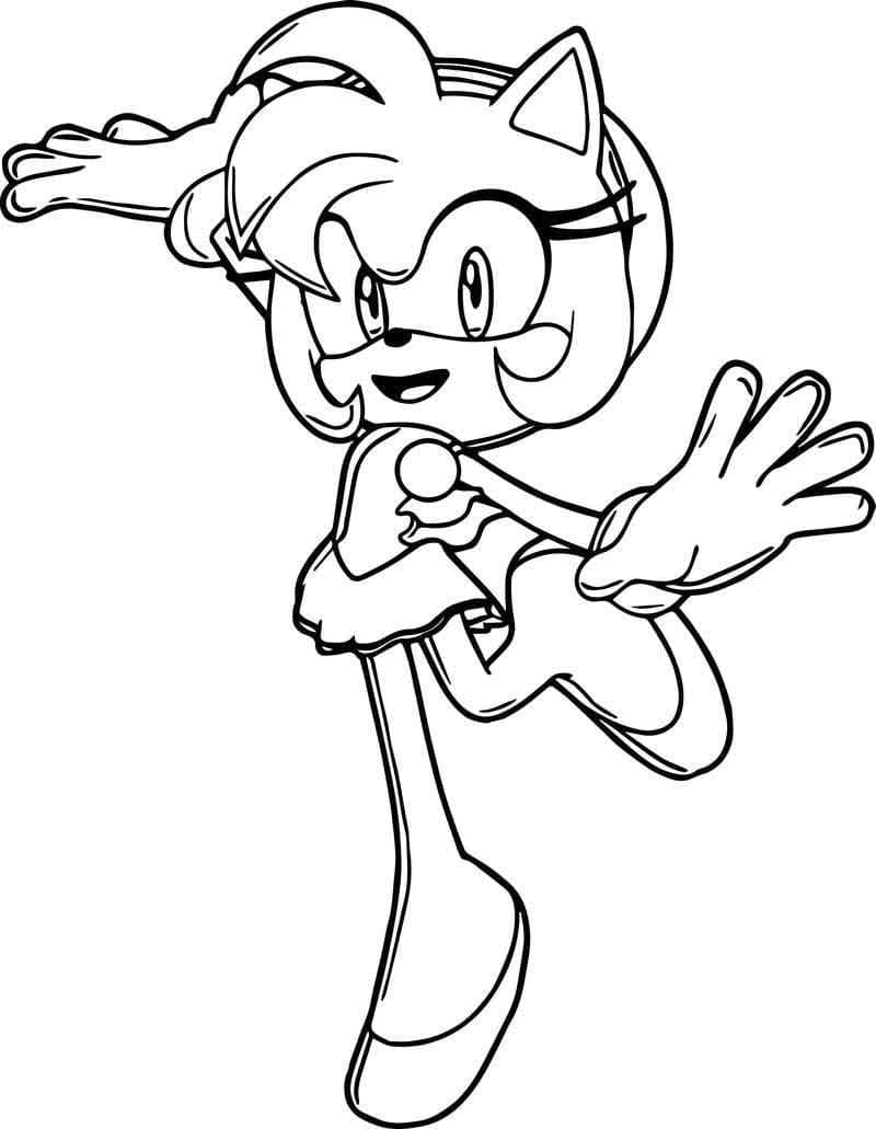 Desenho de Amy Rose Sorrindo para Colorir