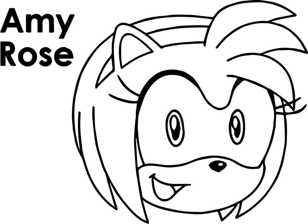 Desenho de Rosto de Amy Rose para Colorir