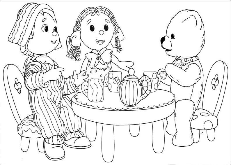 Desenho Andy Pandy Comendo Café da Manhã para Colorir
