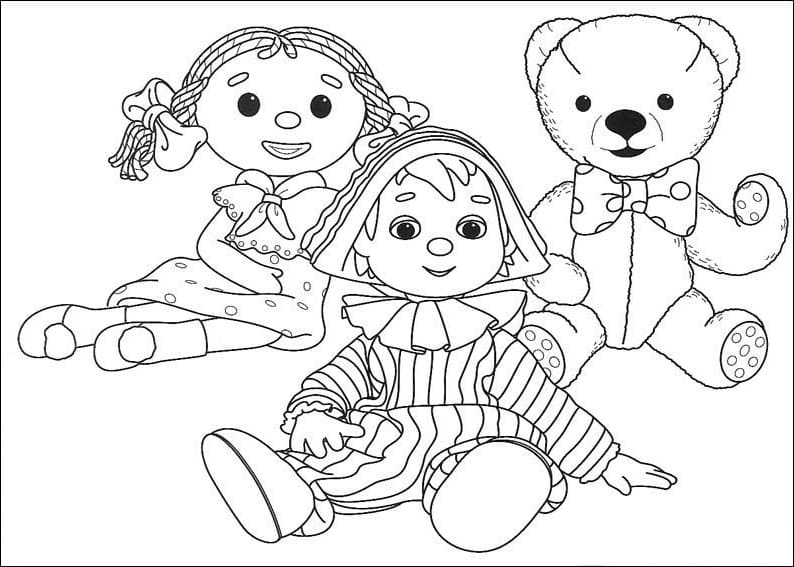 Desenho Andy Pandy e Amigos para Colorir