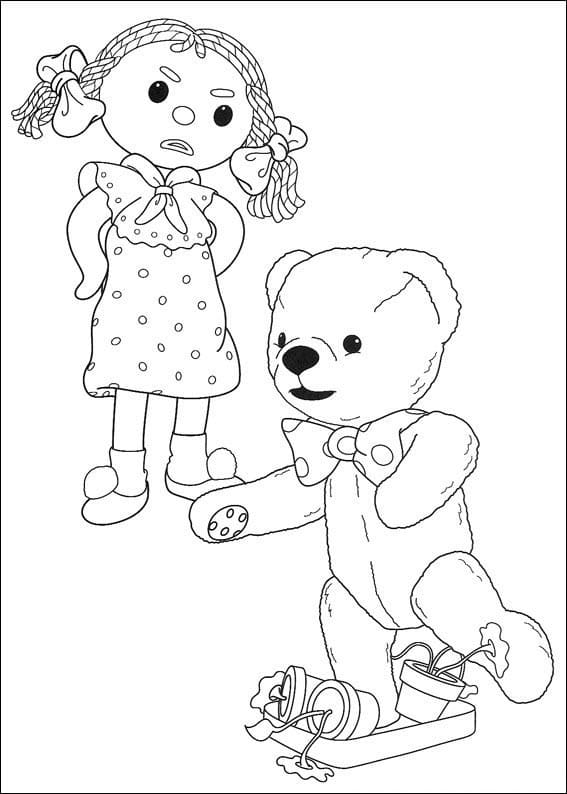 Desenho Looby Loo e Teddy para Colorir