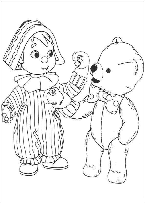 Desenho Teddy e Andy Pandy para Baixar e Colorir