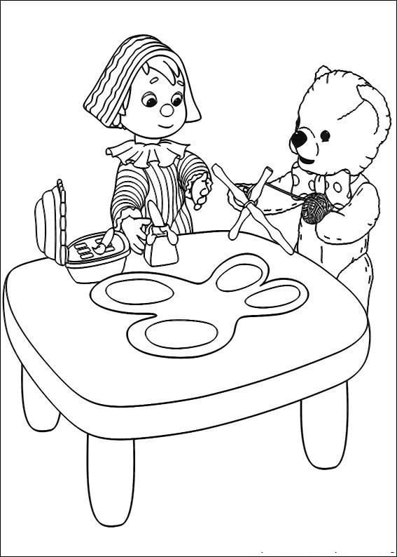 Desenho Urso Teddy e Andy Pandy para Colorir