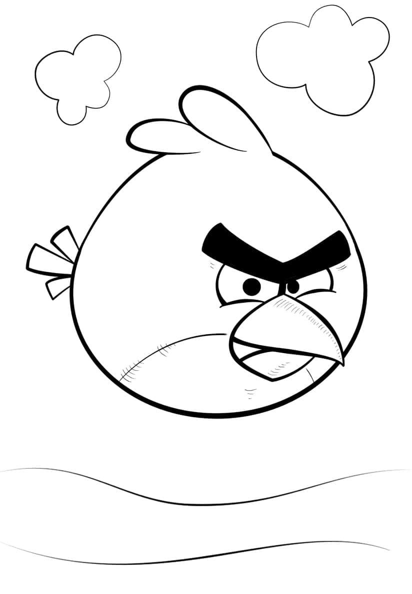 Desenho Angry Birds Pássaro Vermelho para Colorir e Imprimir