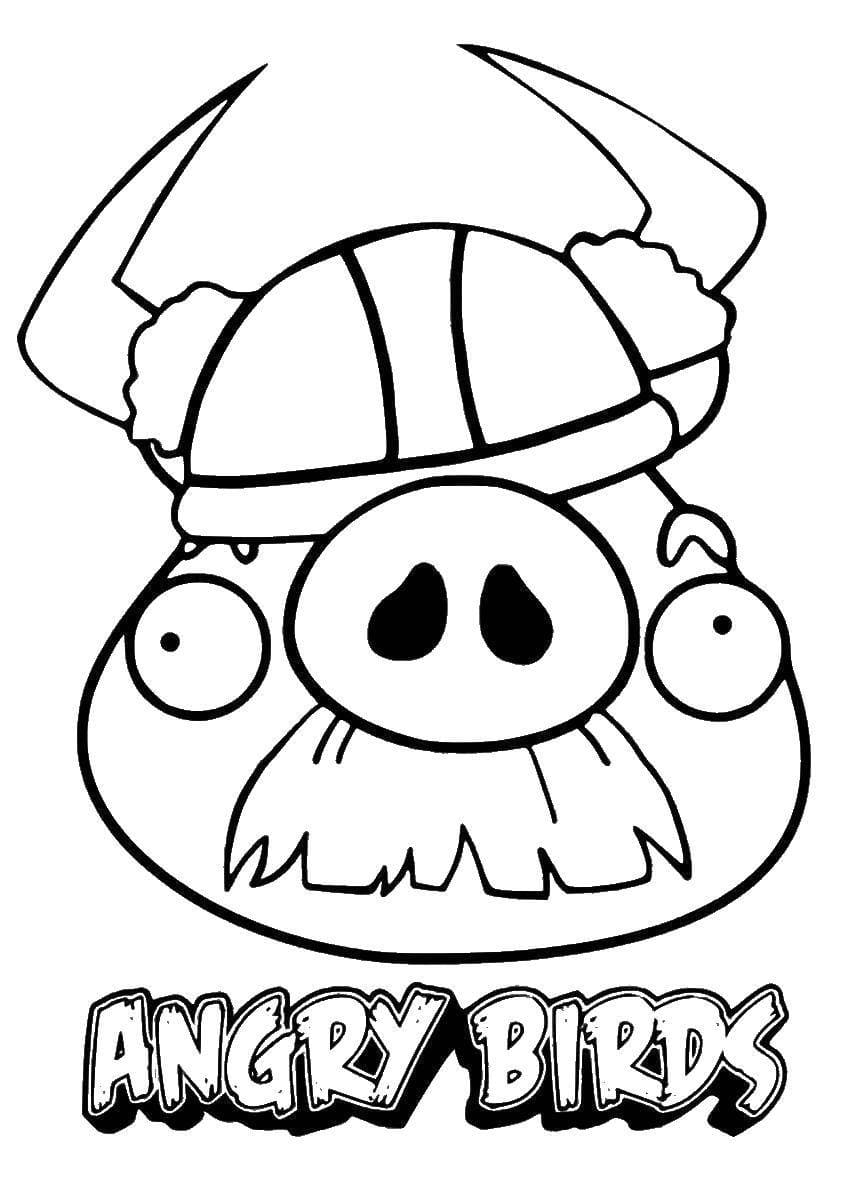 Desenho Angry Birds Porco com Bigode para Colorir