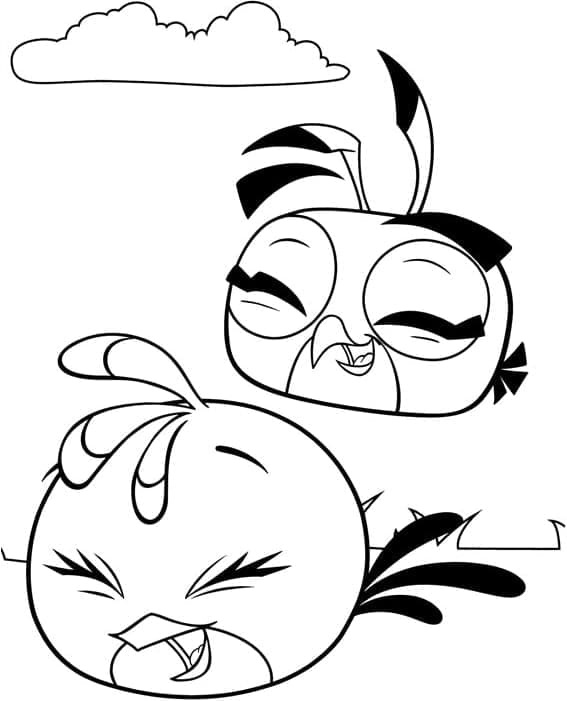 Desenho Angry Birds Stella e Dahlia Brincando para Colorir