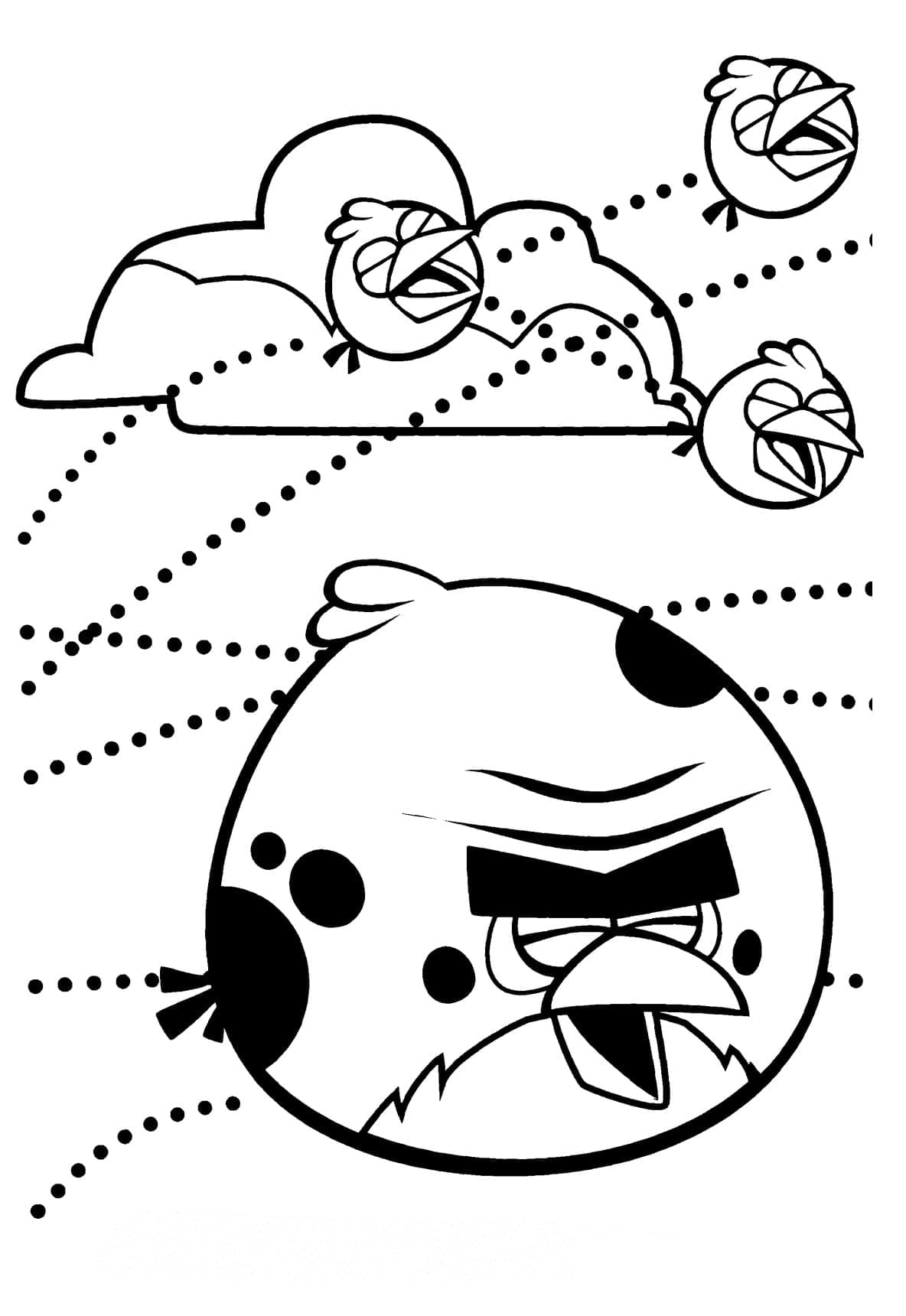 Desenho Angry Birds Terence e Pássaros Azuis para Colorir