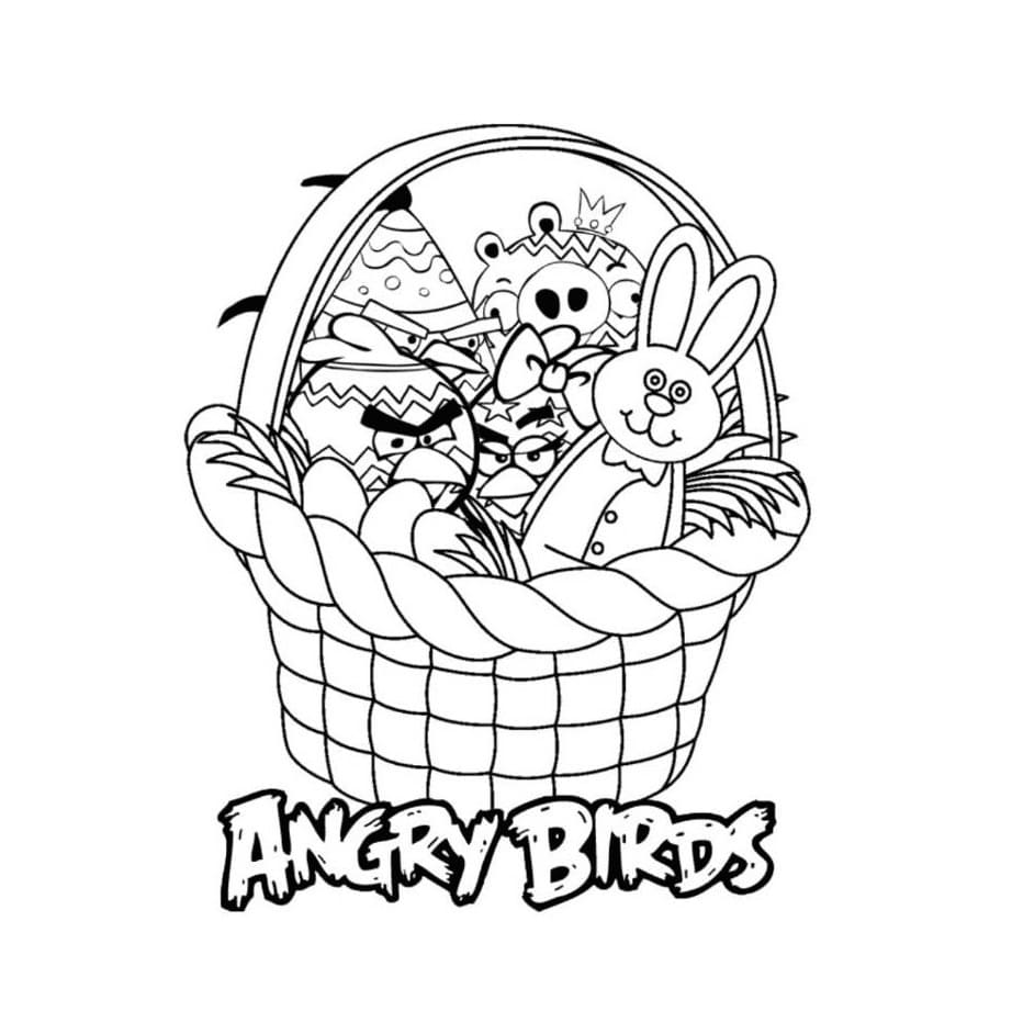 Desenho Cesta de Páscoa do Angry Birds para Colorir