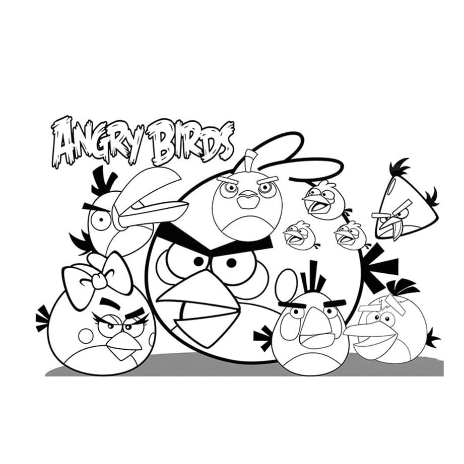 Desenho de Angry Birds Amigos para Colorir e Imprimir