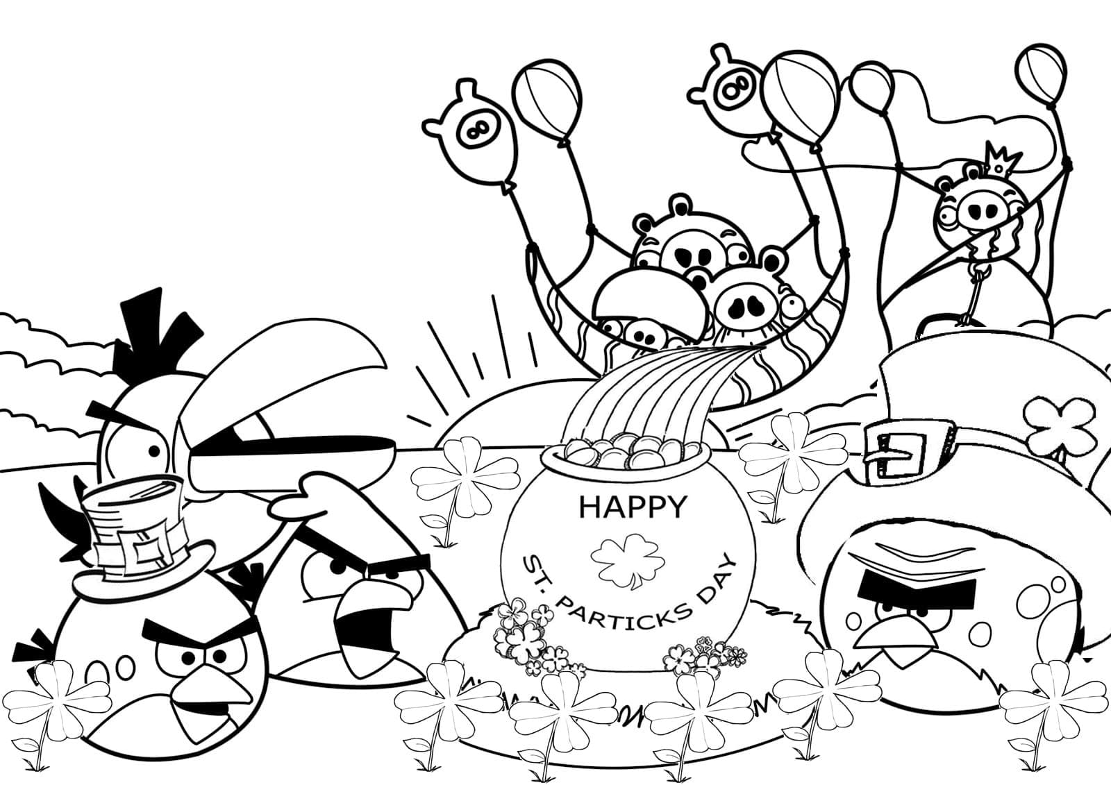 Desenho de Angry Birds Aproveitando o Feriado para Colorir em Pdf
