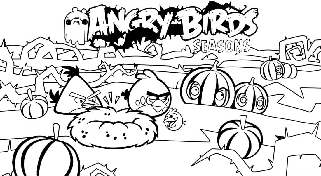 Desenho de Angry Birds Halloween para Colorir
