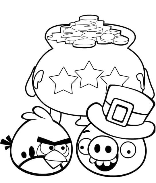 Desenho de Pássaro e Porquinho do Angry Birds para Colorir