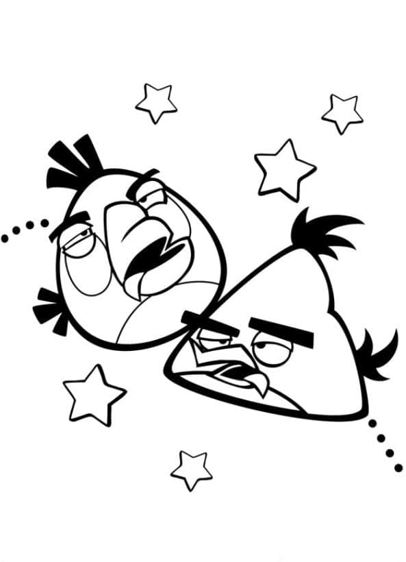 Desenho de Pássaros Divertidos do Angry Birds para Colorir