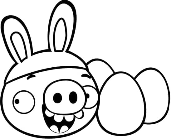 Desenho de Porco com Orelha de Coelho Angry Birds para Colorir