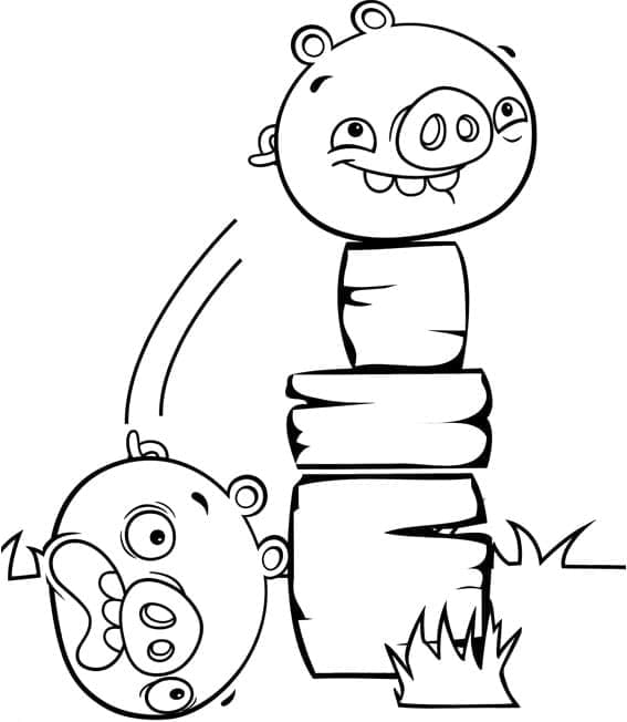 Desenho Dois Porcos de Angry Birds para Colorir