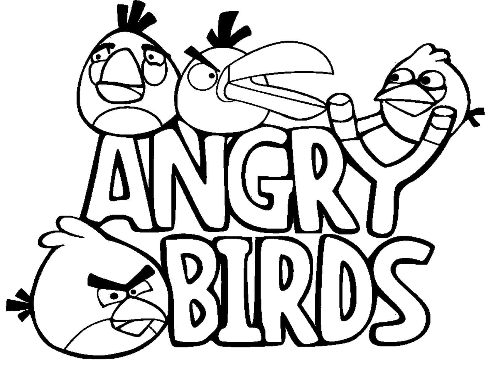 Desenho Imprimivel com Logo Angry Birds para Colorir