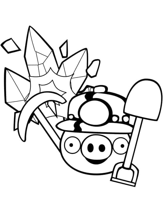 Desenho Imprimivel de Porco Minerador do Angry Birds para Colorir