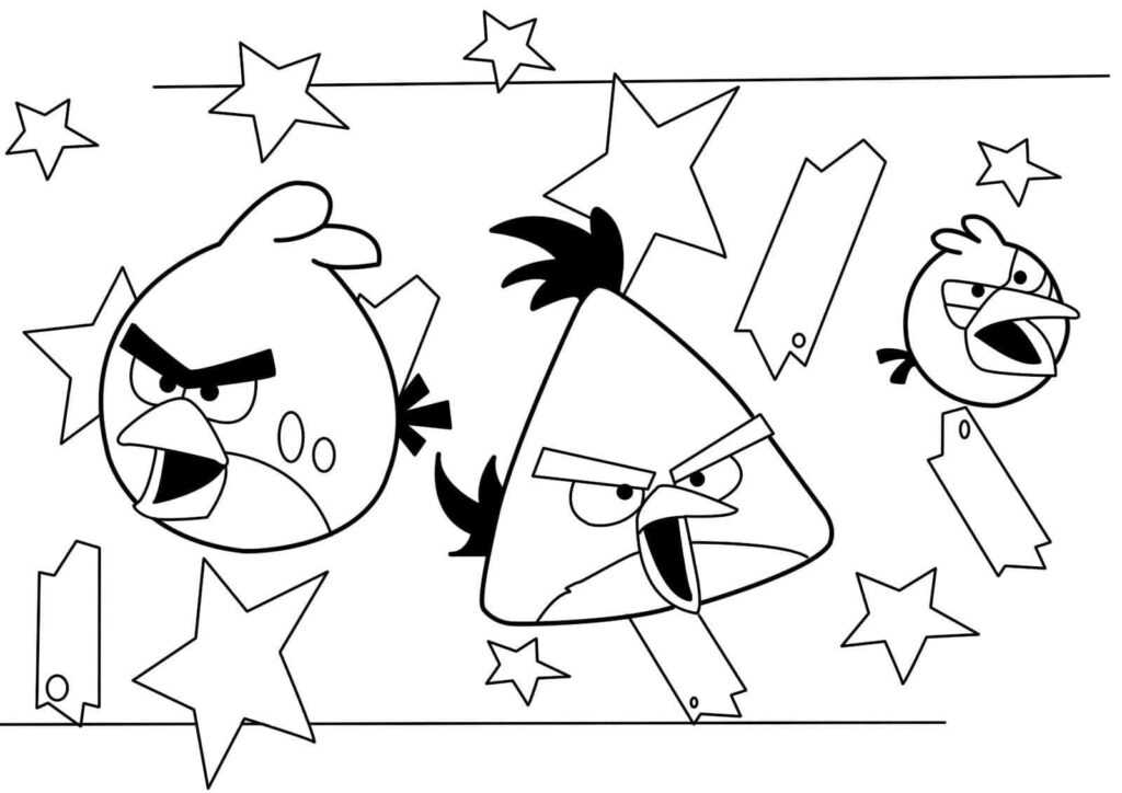 Desenho Três Pássaros do Angry Birds para Download