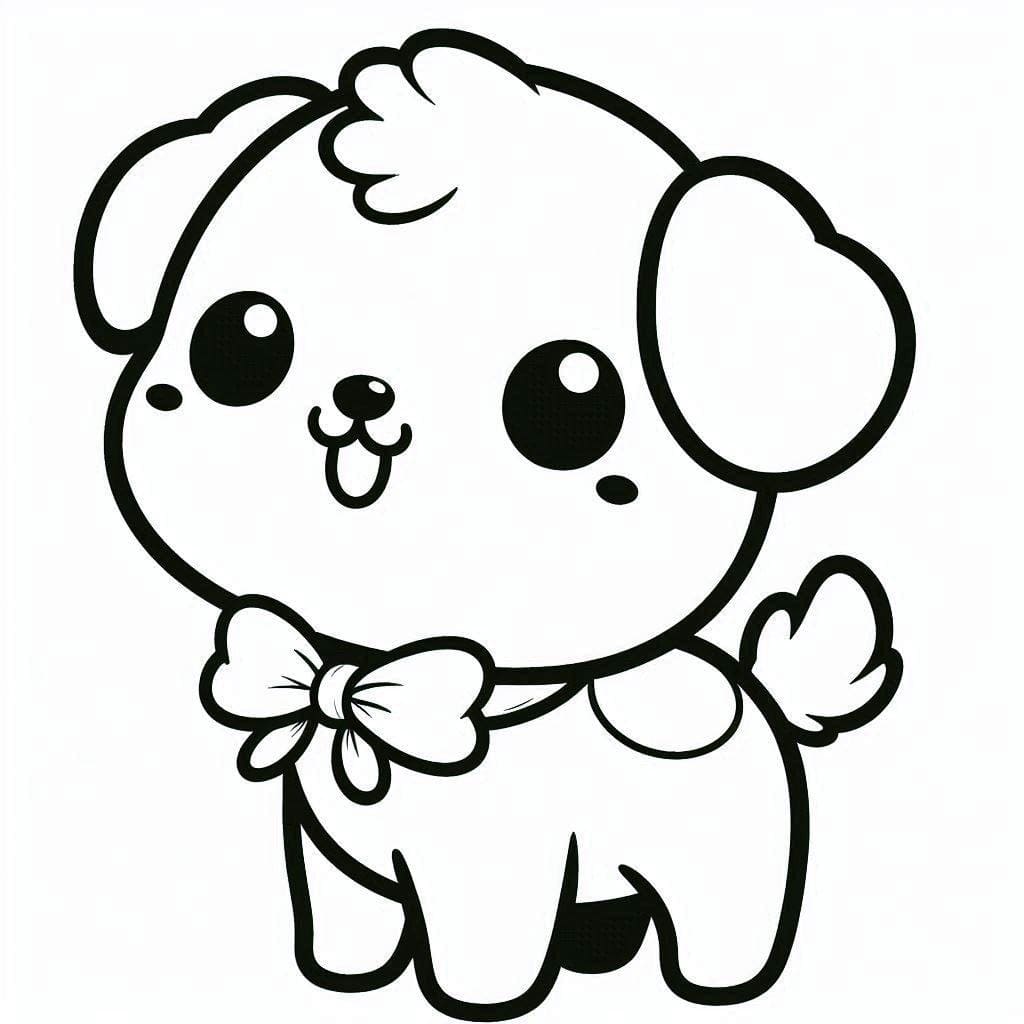 Desenho de Cachorro Kawaii para Colorir