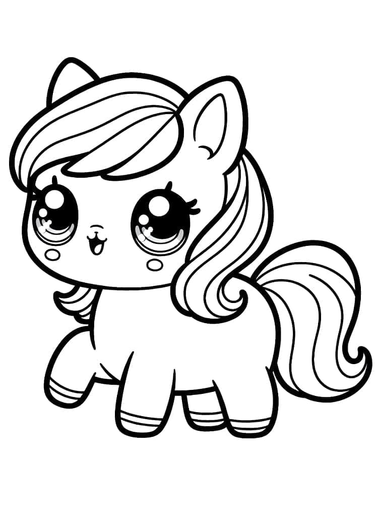 Desenho de Cavalo Kawaii para Colorir