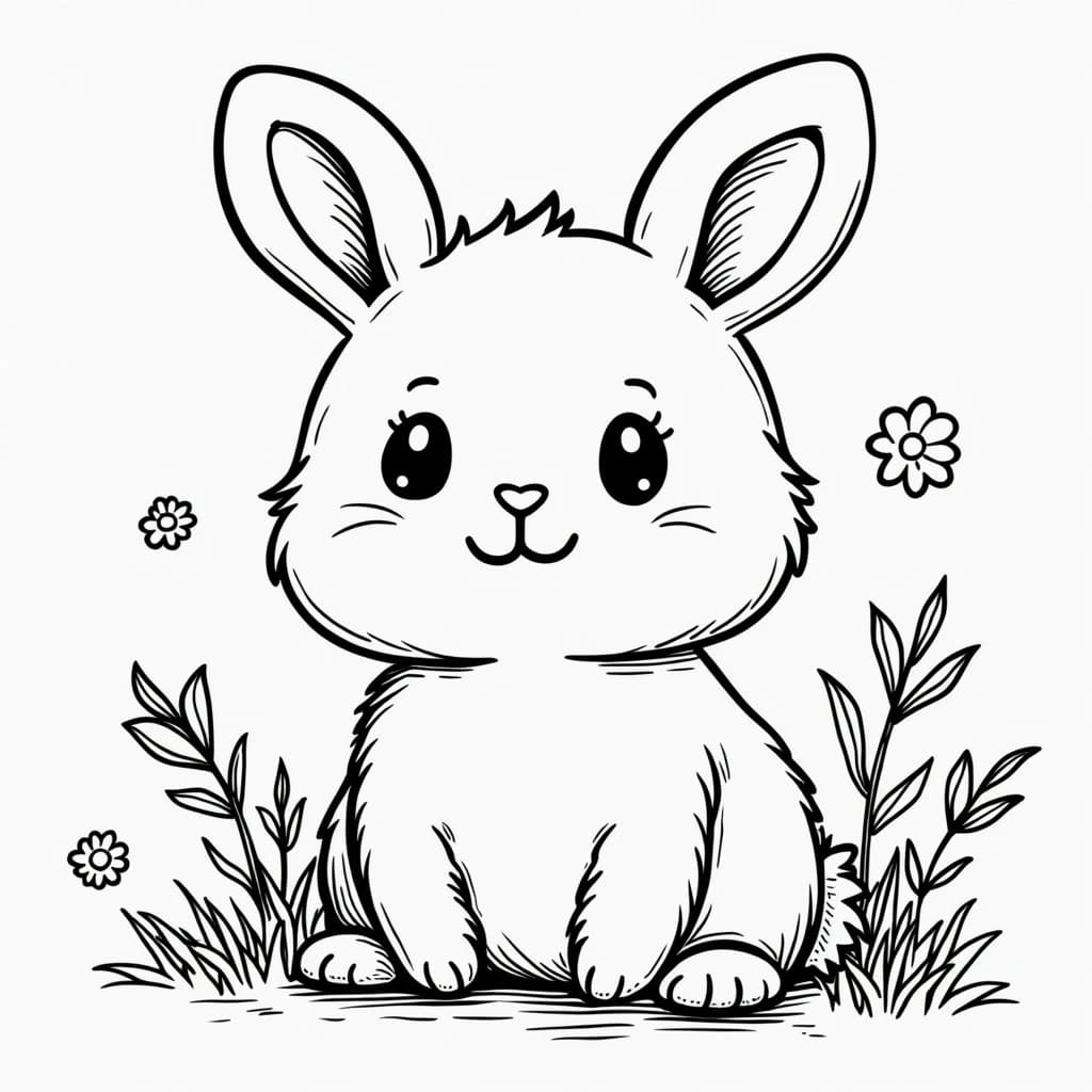 Desenho de Coelhinho Kawaii para Colorir 1