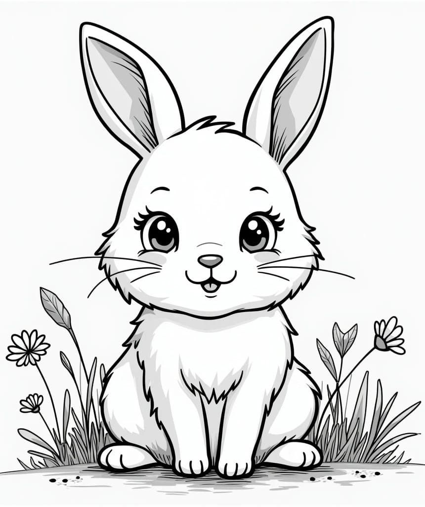 Desenho de Coelho Kawaii para Colorir