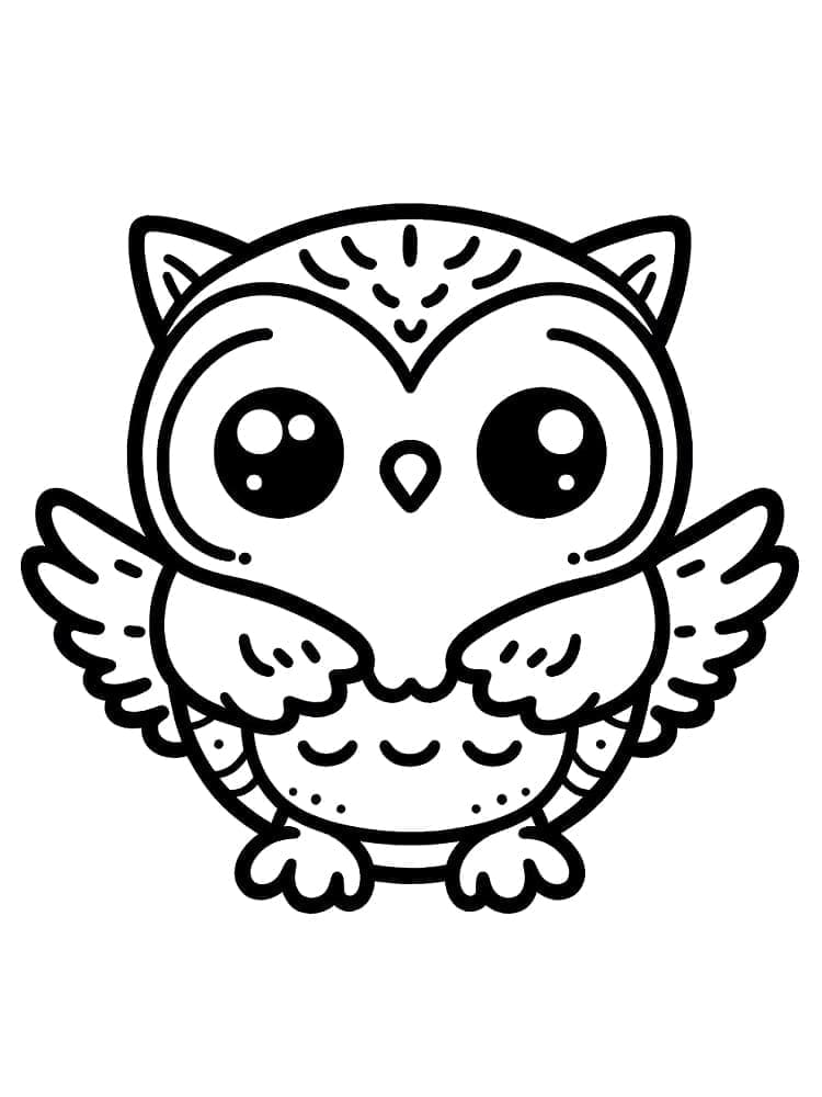 Desenho de Coruja Kawaii para Colorir